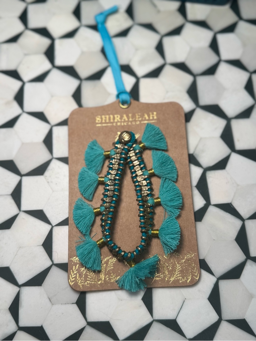 💙Anthropologie Shiraleah Jewelry Felicity bracelet tassels in turquoise bohemian - Picture 3 of 4